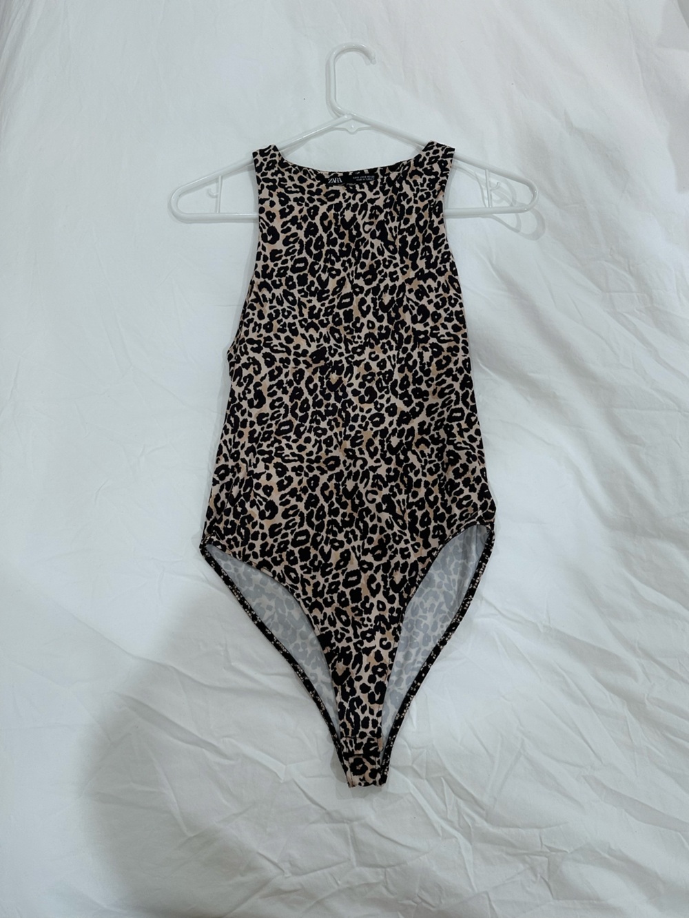 Zara Leopard Print High-Neck Bodysuit - Brown & Black